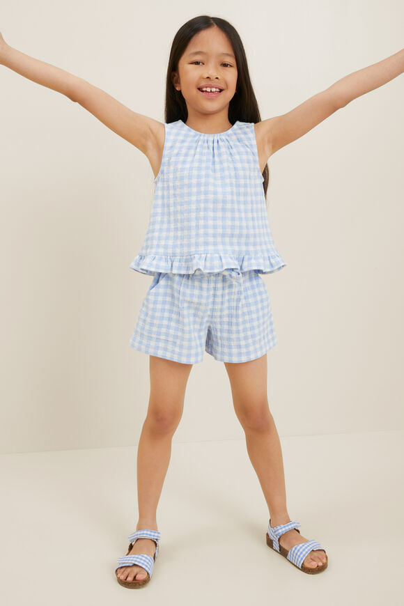 Gingham Textured Short  Bluebell  hi-res