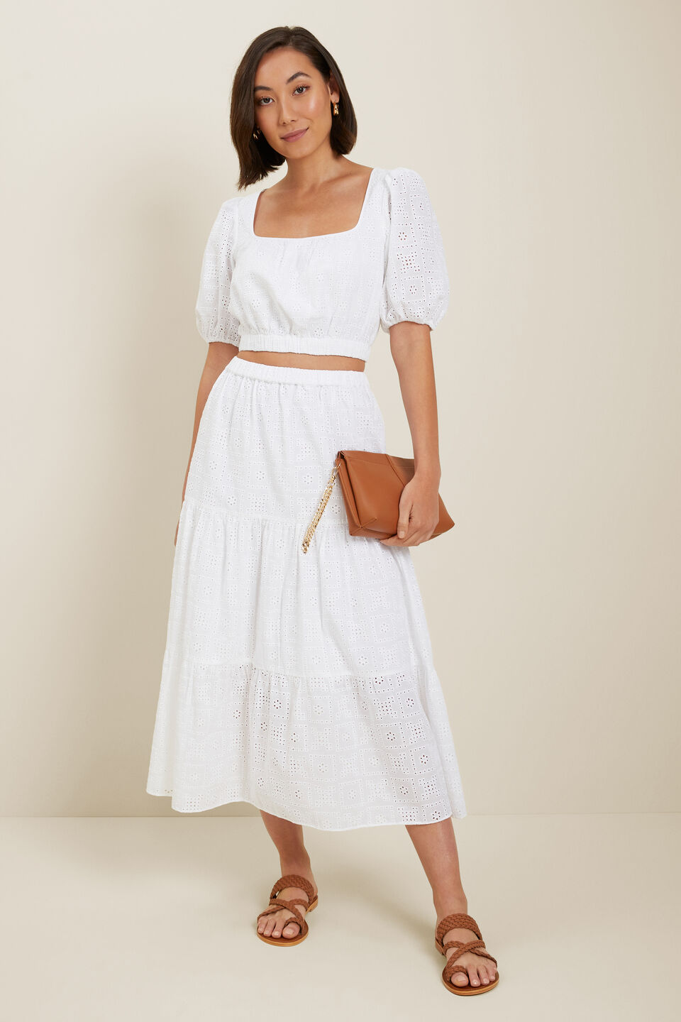 Broderie Crop Blouse  Whisper White