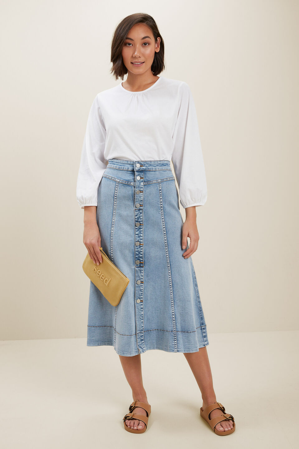 Blouson Sleeve Top  Whisper White