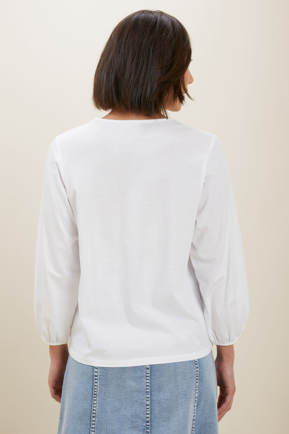 Blouson Sleeve Top  Whisper White