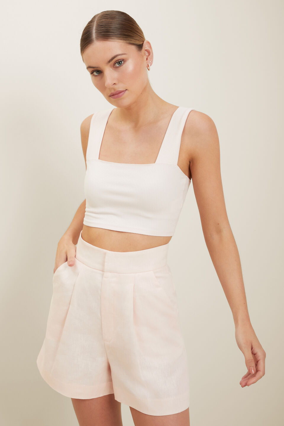 Rib Crop Top  Pale Blossom