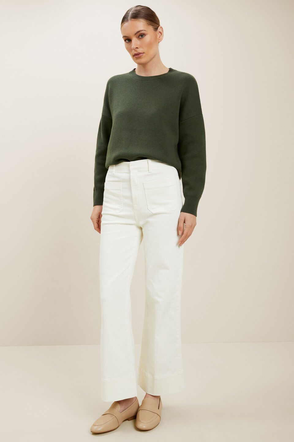 Hi-Low Sweater  Basil