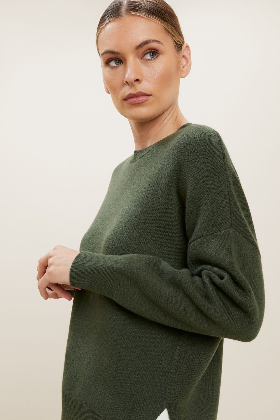 Hi-Low Sweater  Basil