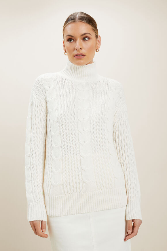 Cable Knit Sweater  French Vanilla  hi-res
