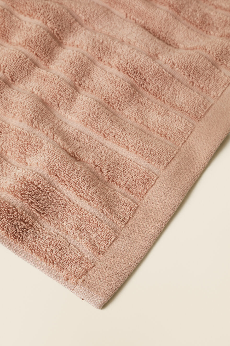 Cotton Stripe Hand Towel  Chalk Pink