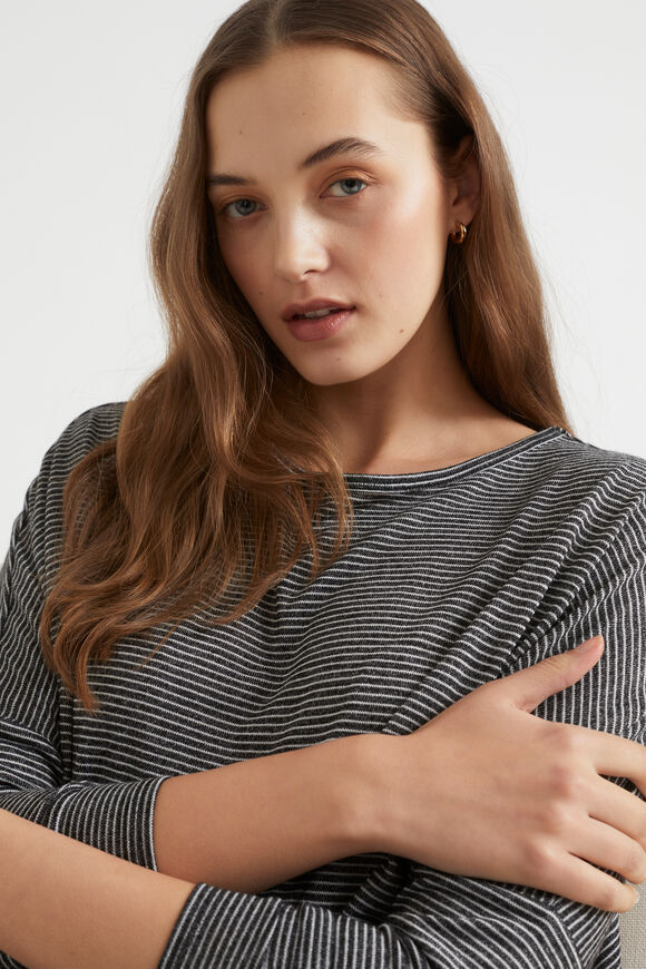 Core Asymmetrical Stripe Sweat  Onyx Marle Stripe  hi-res