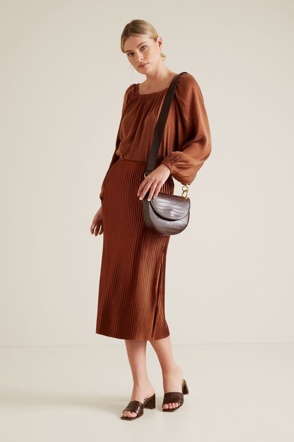 Pleated Column Skirt  