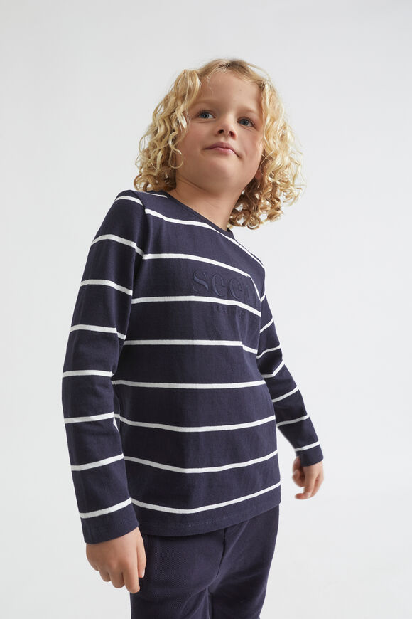 Core Logo Rugby Tee  Midnight Blue Stripe  hi-res