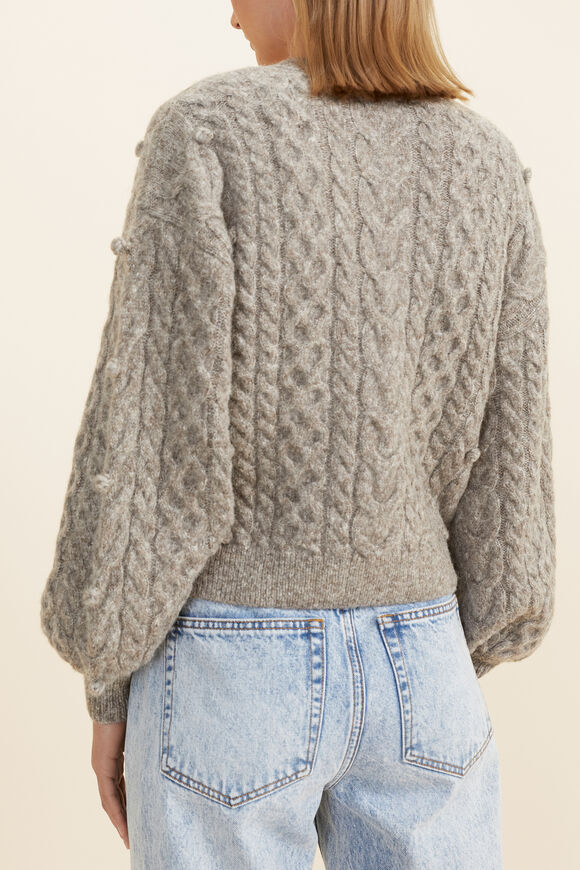 Chunky Pom Pom Cardigan  Pewter Marle  hi-res