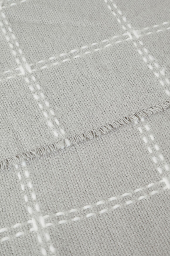 Wool Blend Fine Check Scarf  Grey Marle  hi-res