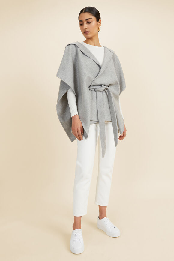 Wool Felt Hood Cape  Grey Marle  hi-res