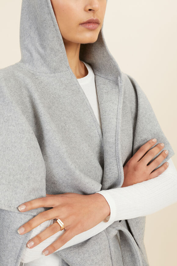 Wool Felt Hood Cape  Grey Marle  hi-res