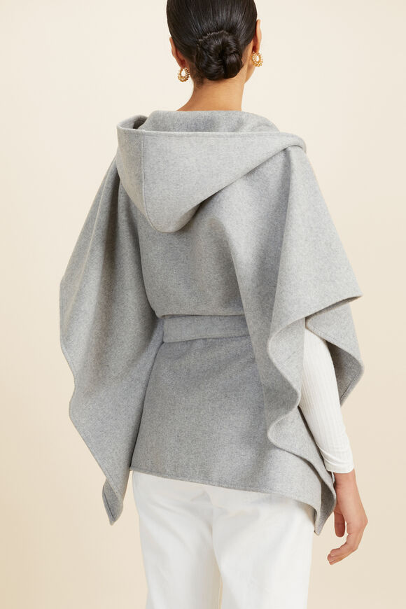 Wool Felt Hood Cape  Grey Marle  hi-res