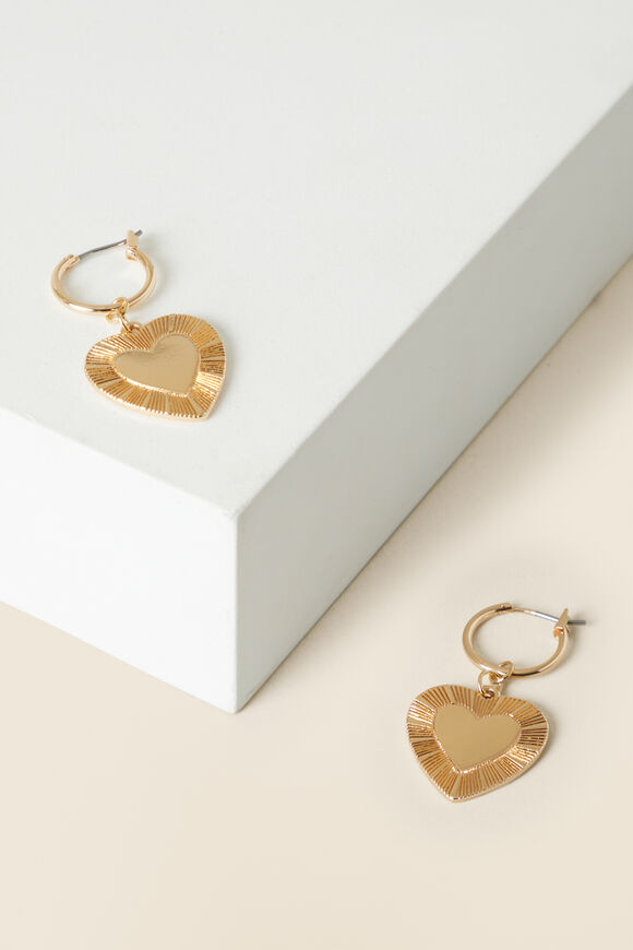 Heart Pendant Earring  Gold  hi-res