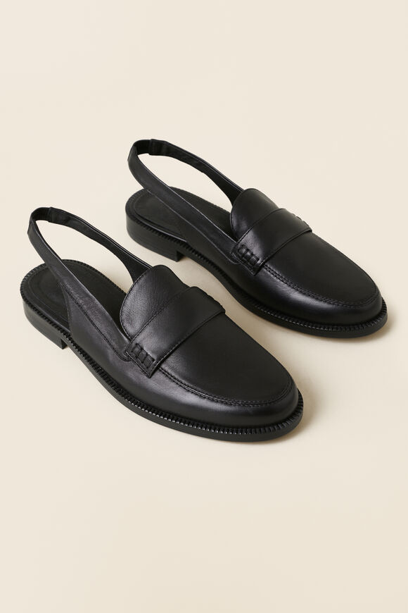Monique Leather Slingback Loafer  Black  hi-res