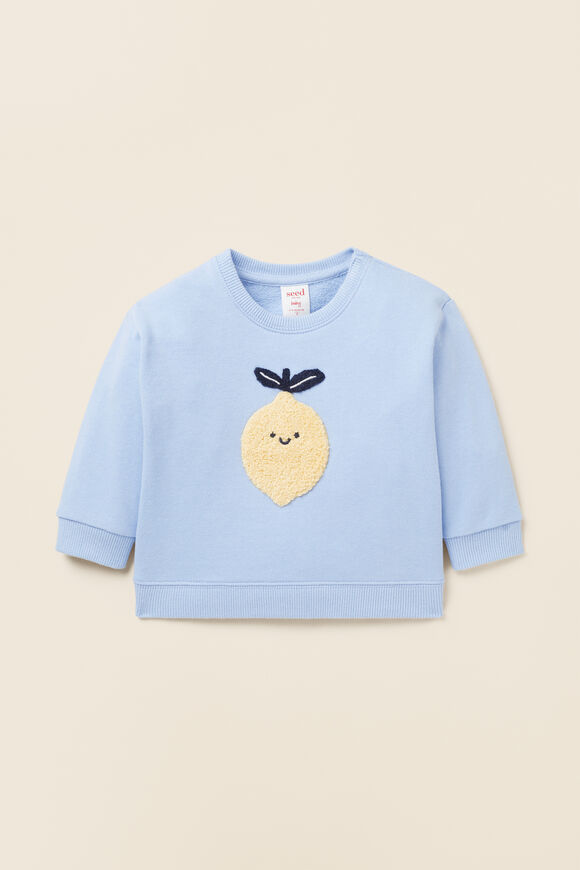 Lemon Motif Sweat  Powder Blue  hi-res