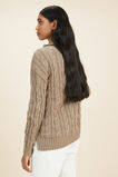 Cable Zip Through Sweater  Biscuit Marle  hi-res