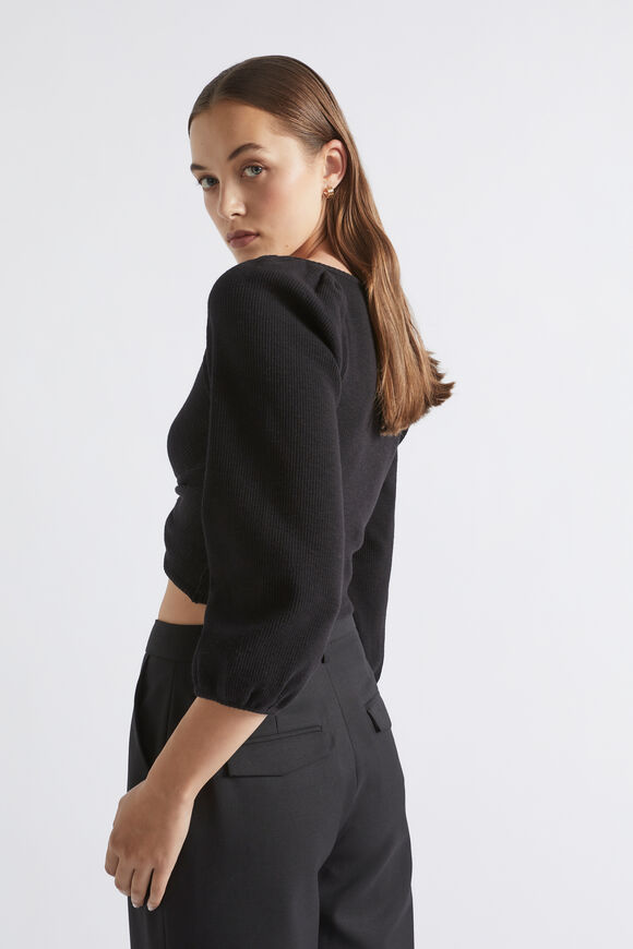Twist Front Rib Top  Black  hi-res