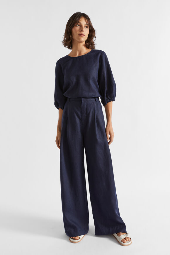 Linen Palazzo Pant  Midnight Sky  hi-res