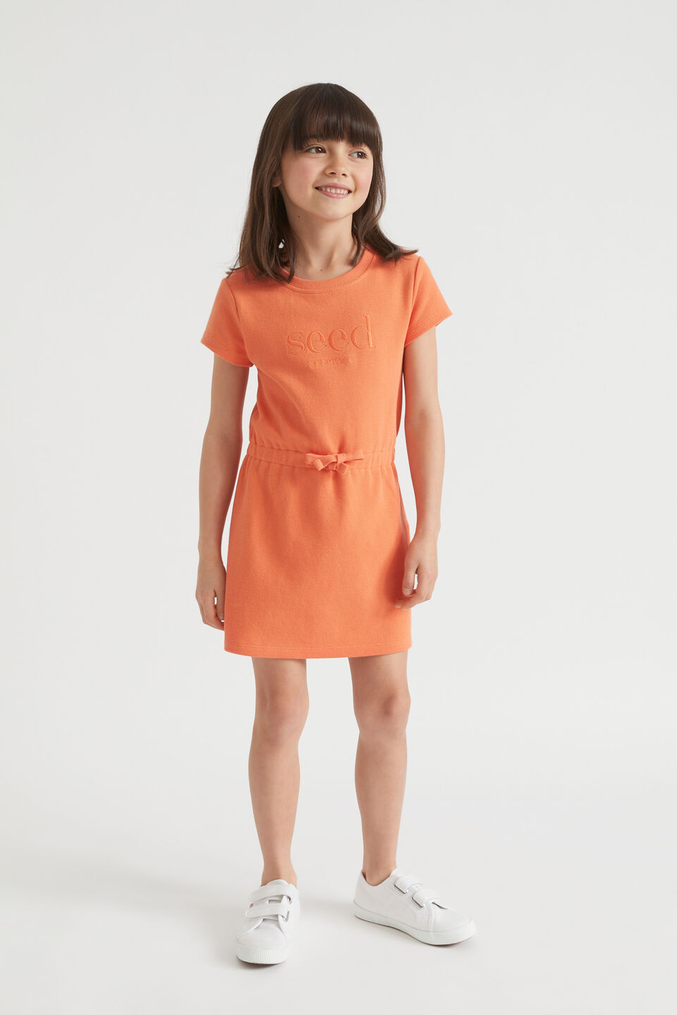 Core Pique Logo Dress  Tangerine