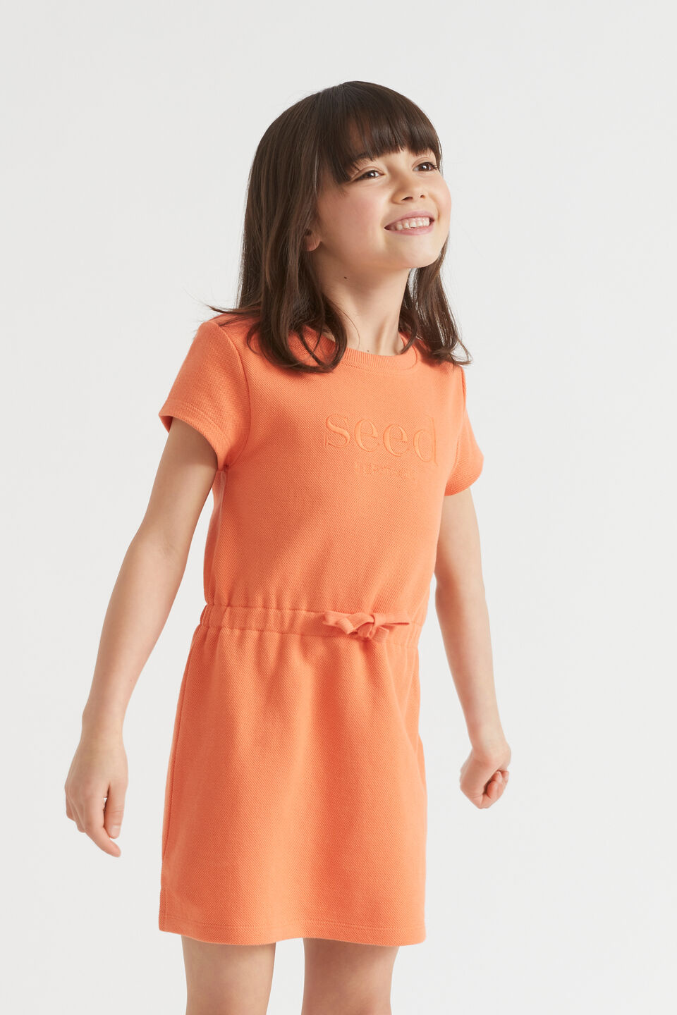 Core Pique Logo Dress  Tangerine