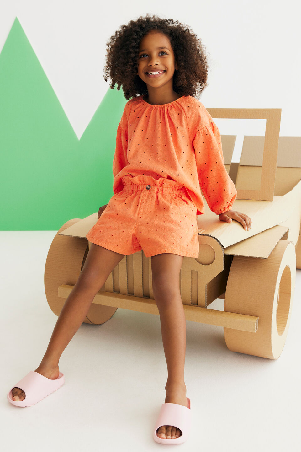 Cutwork Short  Tangerine
