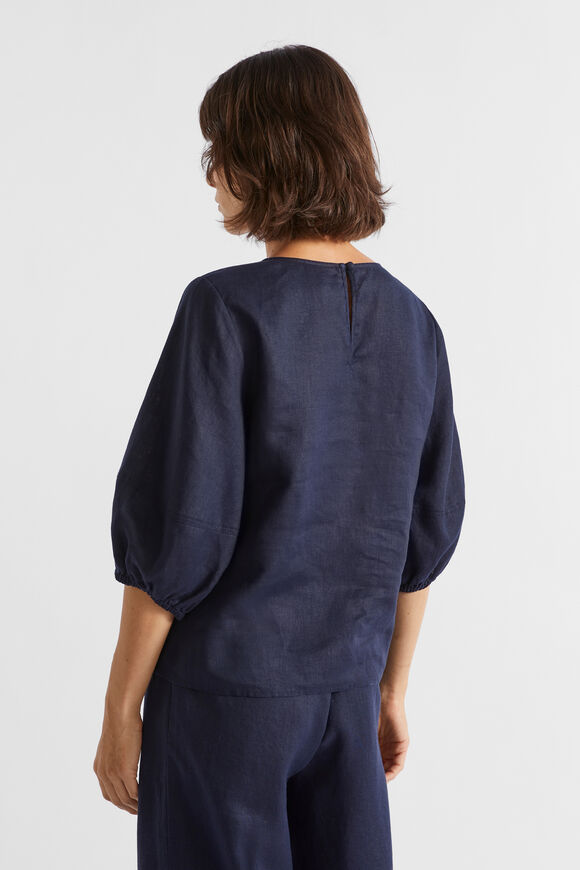 Core Linen Balloon Sleeve Top  Midnight Sky  hi-res