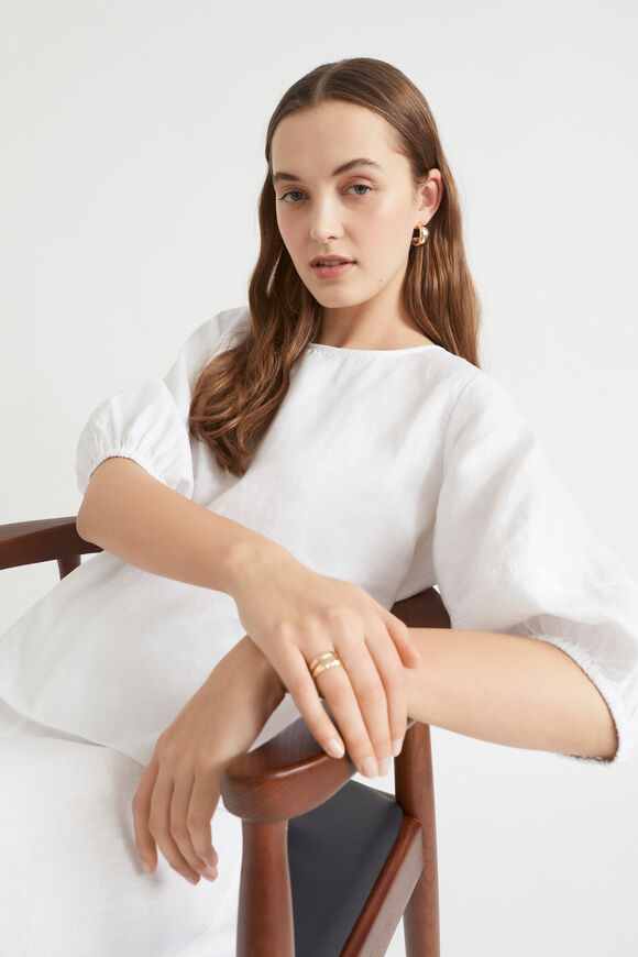 Core Linen Balloon Sleeve Top  Whisper White  hi-res