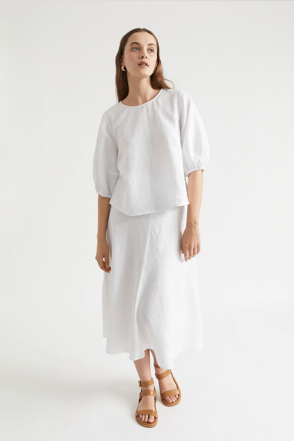 Core Linen Balloon Sleeve Top  Whisper White  hi-res