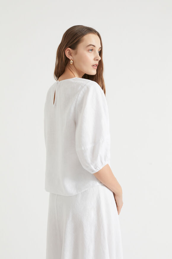 Core Linen Balloon Sleeve Top  Whisper White  hi-res
