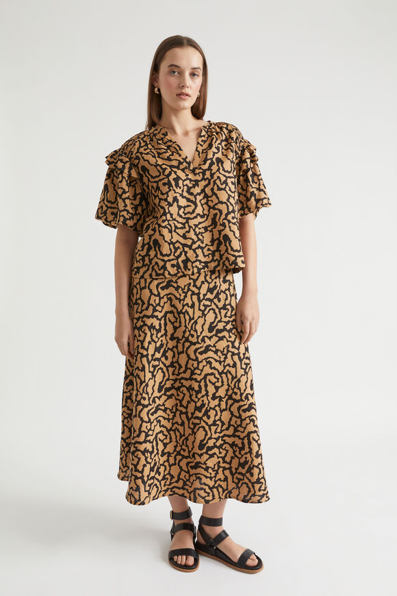 Abstract Animal Ruffle Blouse  Abstract Animal  hi-res