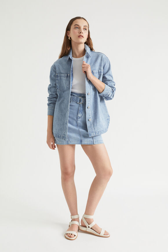 Belted Denim Mini Skirt  Sapphire Wash  hi-res