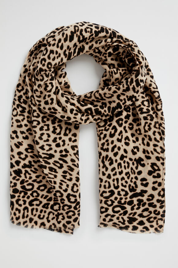 Lightweight Print Scarf  Natural Ocelot  hi-res
