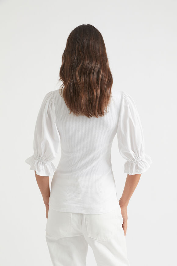 Poplin Sleeve Henley Top  Whisper White  hi-res