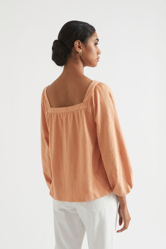 Square Neck Blouson Top  Peach Bloom  hi-res