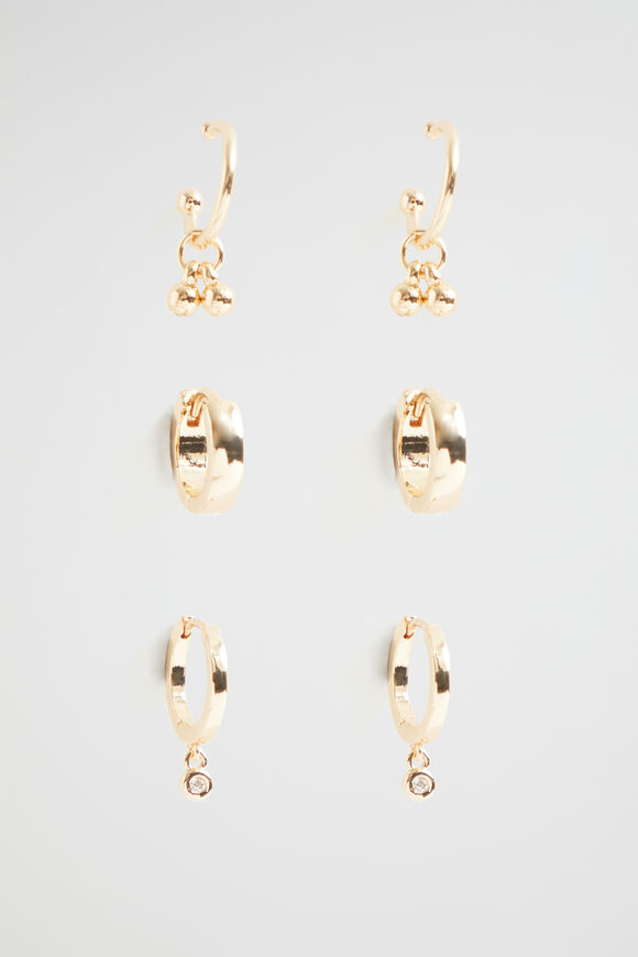 Ball Earring Pack  Gold  hi-res