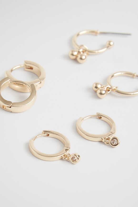 Ball Earring Pack  Gold  hi-res