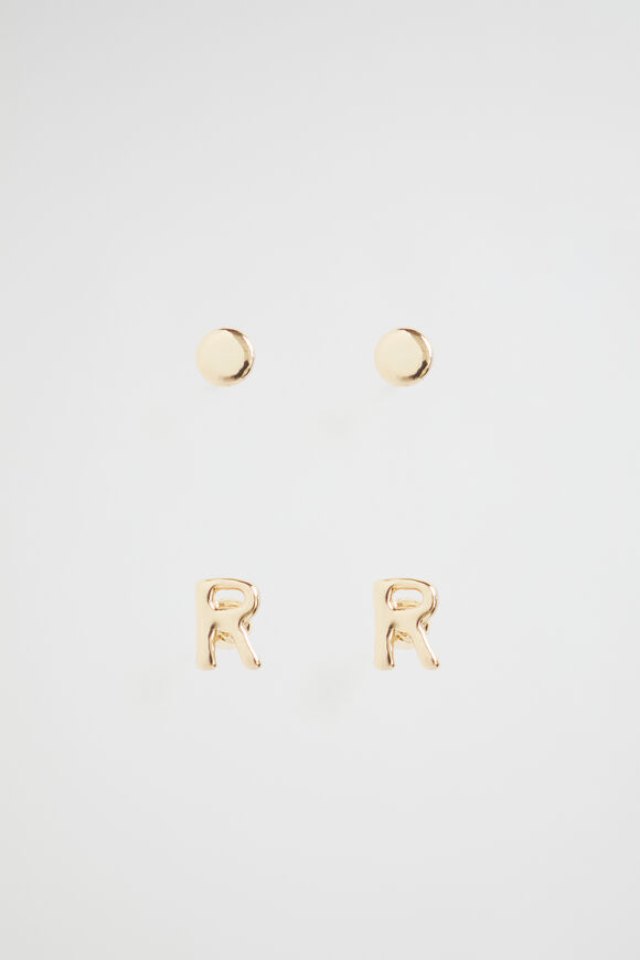 Initial Stud Earring  R  hi-res