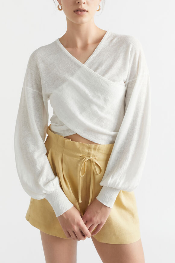 Linen Wrap Sweater  Whisper White  hi-res