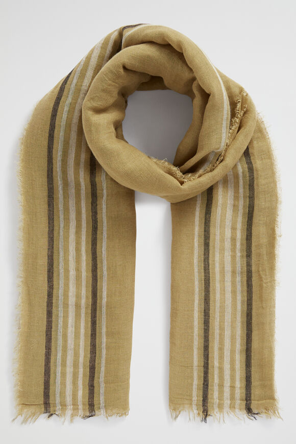Linen Stripe Scarf  Deep Bronze Stripe  hi-res