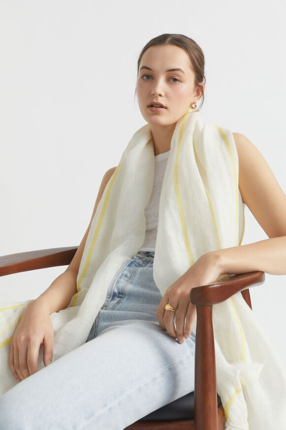 Linen Stripe Scarf  Whisper White Stripe  hi-res