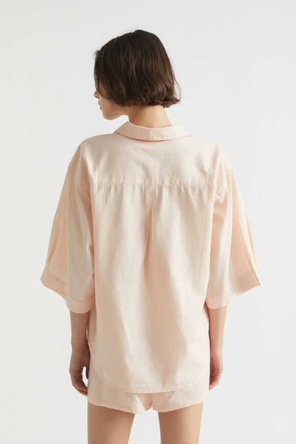 Cotton Linen Sleep Shirt  Blush  hi-res