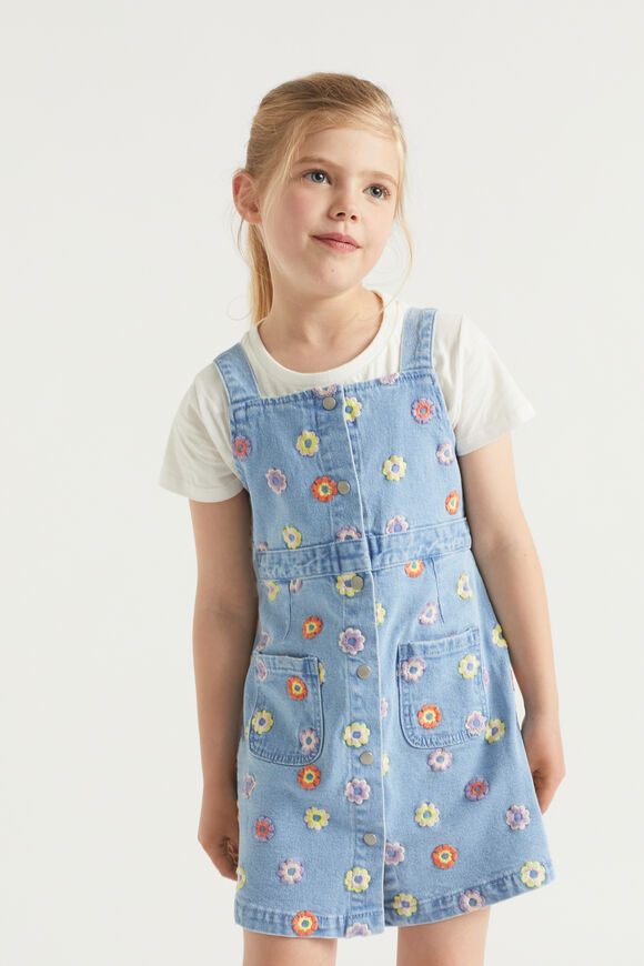 Floral Embroidered Pinafore  Classic Wash  hi-res