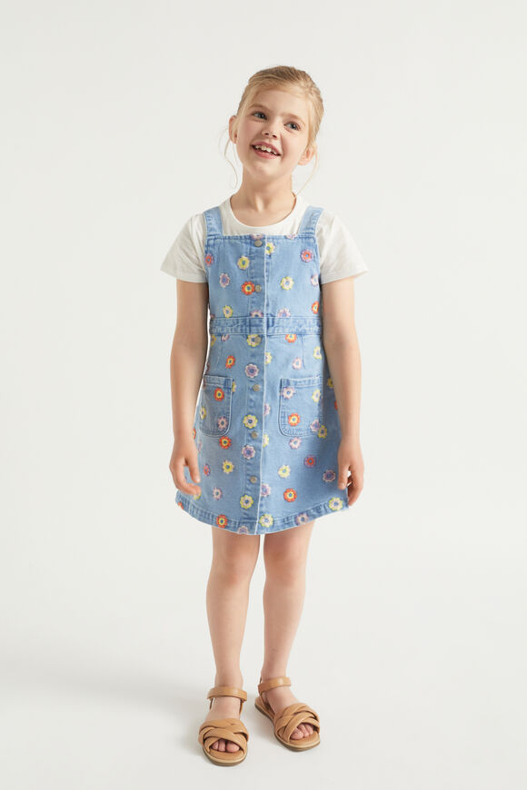 Floral Embroidered Pinafore  Classic Wash  hi-res