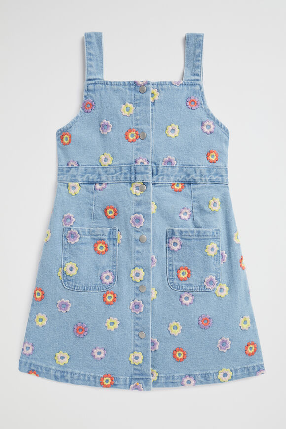 Floral Embroidered Pinafore  Classic Wash  hi-res