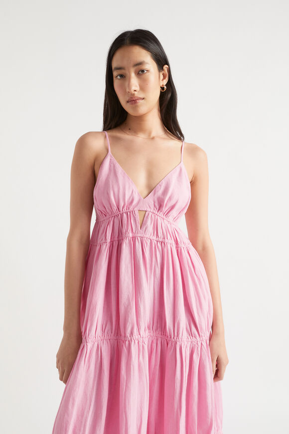 Linen Tiered Maxi Dress  Soft Orchid  hi-res
