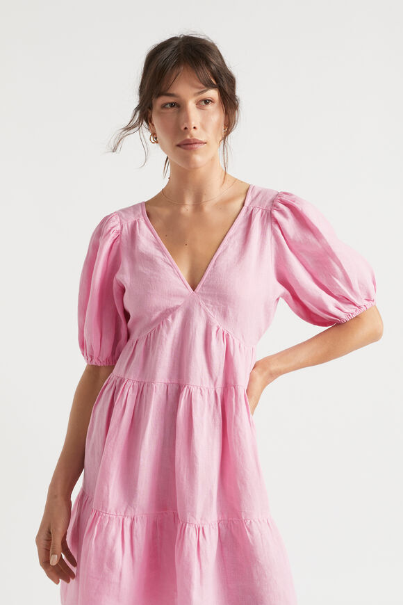 Linen Tie Back Mini Dress  Soft Orchid  hi-res