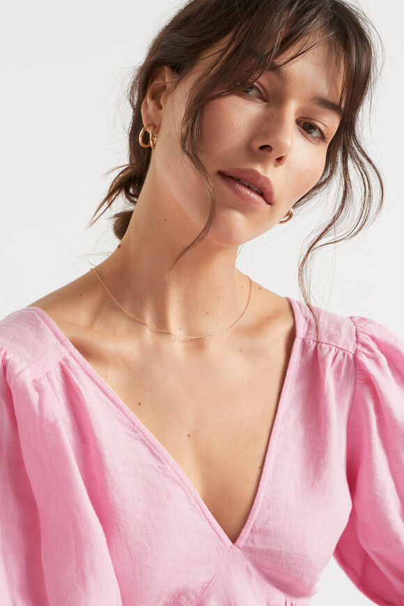 Linen Tie Back Mini Dress  Soft Orchid  hi-res
