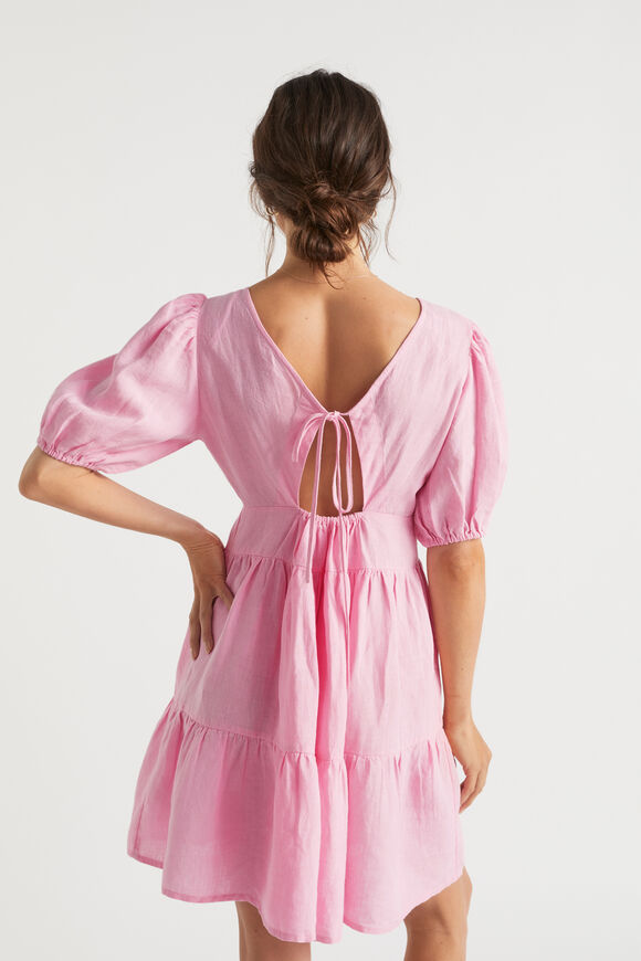 Linen Tie Back Mini Dress  Soft Orchid  hi-res