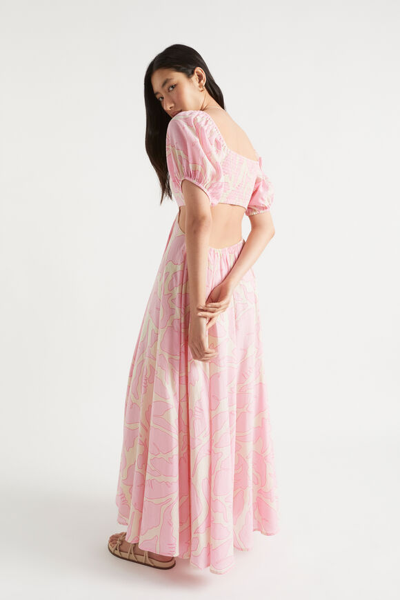 Voile Floral Off Shoulder Maxi Dress  Soft Orchid Floral  hi-res